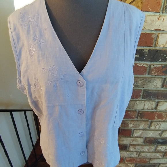 Napa Valley Petites Tops - Lovely embroidered Linen/Rayon vest